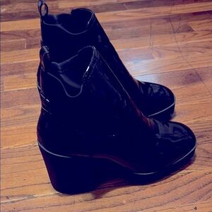 Aldo Glossy Black Ankle Boots